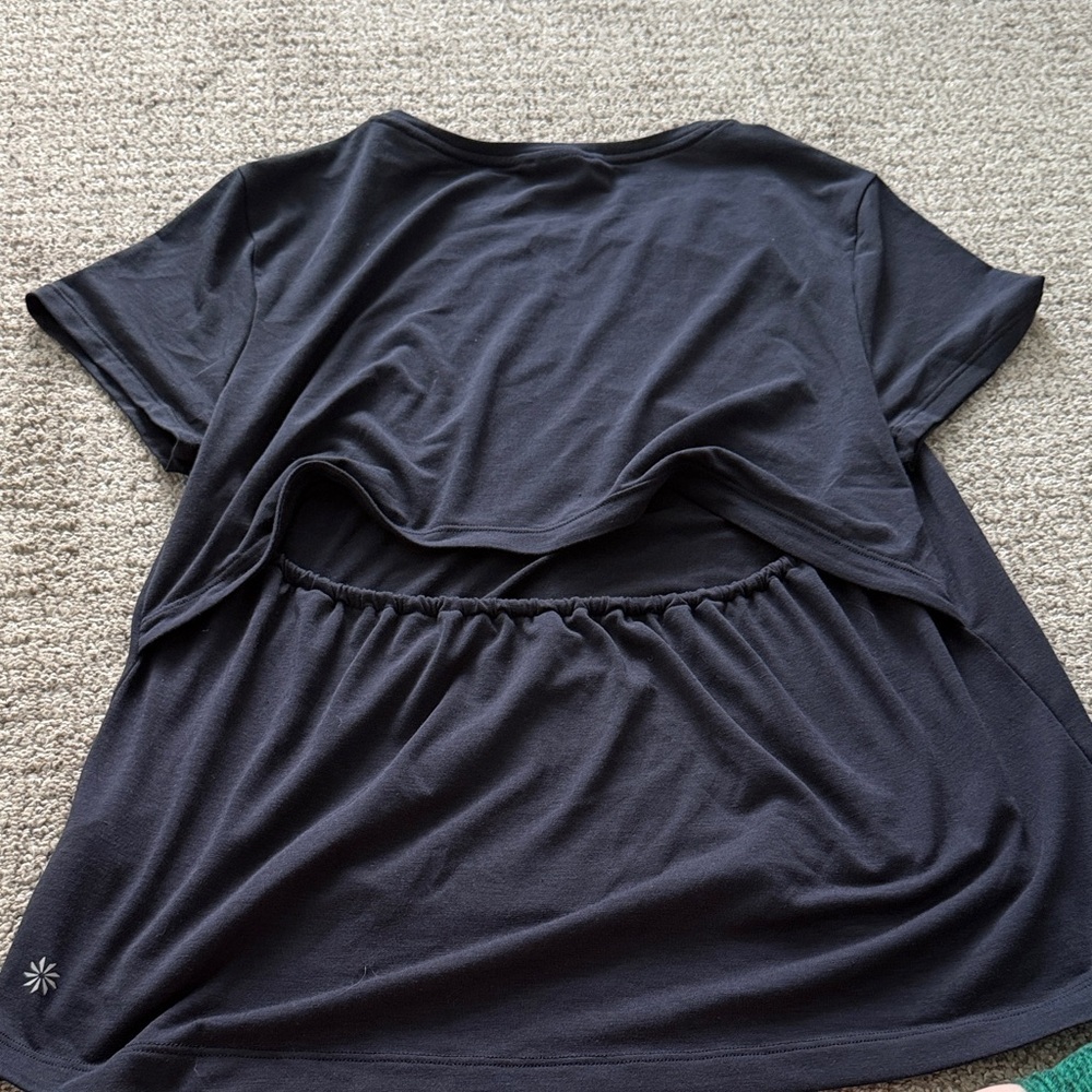 Athleta Open Back Black Short Sleeve Tee - Picture 3 of 5